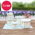 5pcs hot sale metal enamel high storage bowl sets with plastic lid